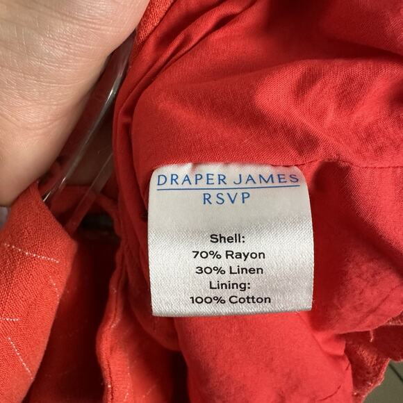 Draper James Linen Vest Red Stripe V-neck Button Front Linen Blend Size XL - Picture 4 of 6